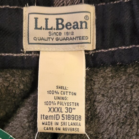L.L. Bean Men's Fleece-Lined Flannel Lounge Pants Size XXXL 3X NEW with Tag - Picture 3 of 11